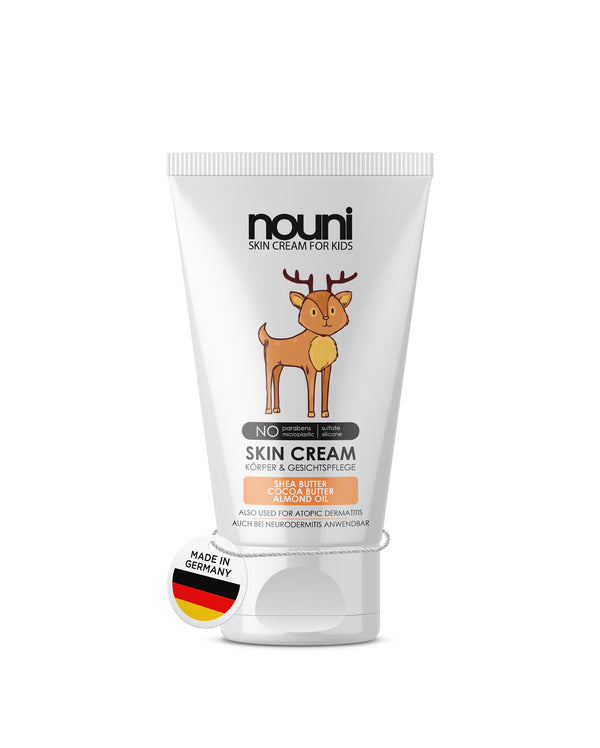 nouni Hautcreme für Babys und Kinder mit Sheabutter, Mandelöl und Kakaobutter – natürliche Pflege für Gesicht und Körper