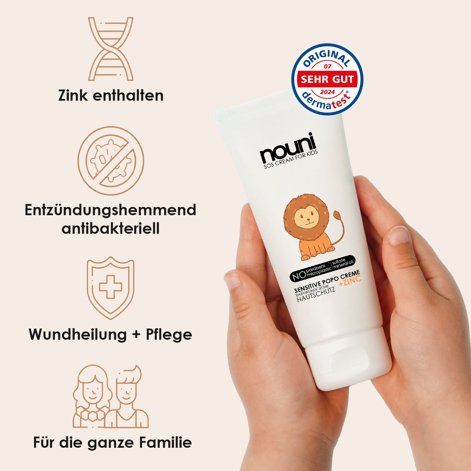 Entdecken Sie die nouni SOS Wundschutzcreme, die ideale Lösung für die schnelle und effektive Wundheilung bei empfindlicher Haut. Diese 100ml Tube bietet umfassenden Schutz und Pflege bei Hautirritationen.