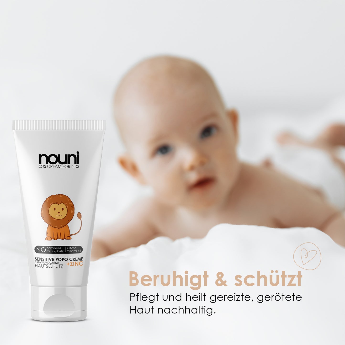 Die nouni SOS Wundschutzcreme ist speziell formuliert, um schnelle Linderung und Schutz bei Hautirritationen und Wunden zu bieten. Perfekt für die tägliche Anwendung und Hautpflege.